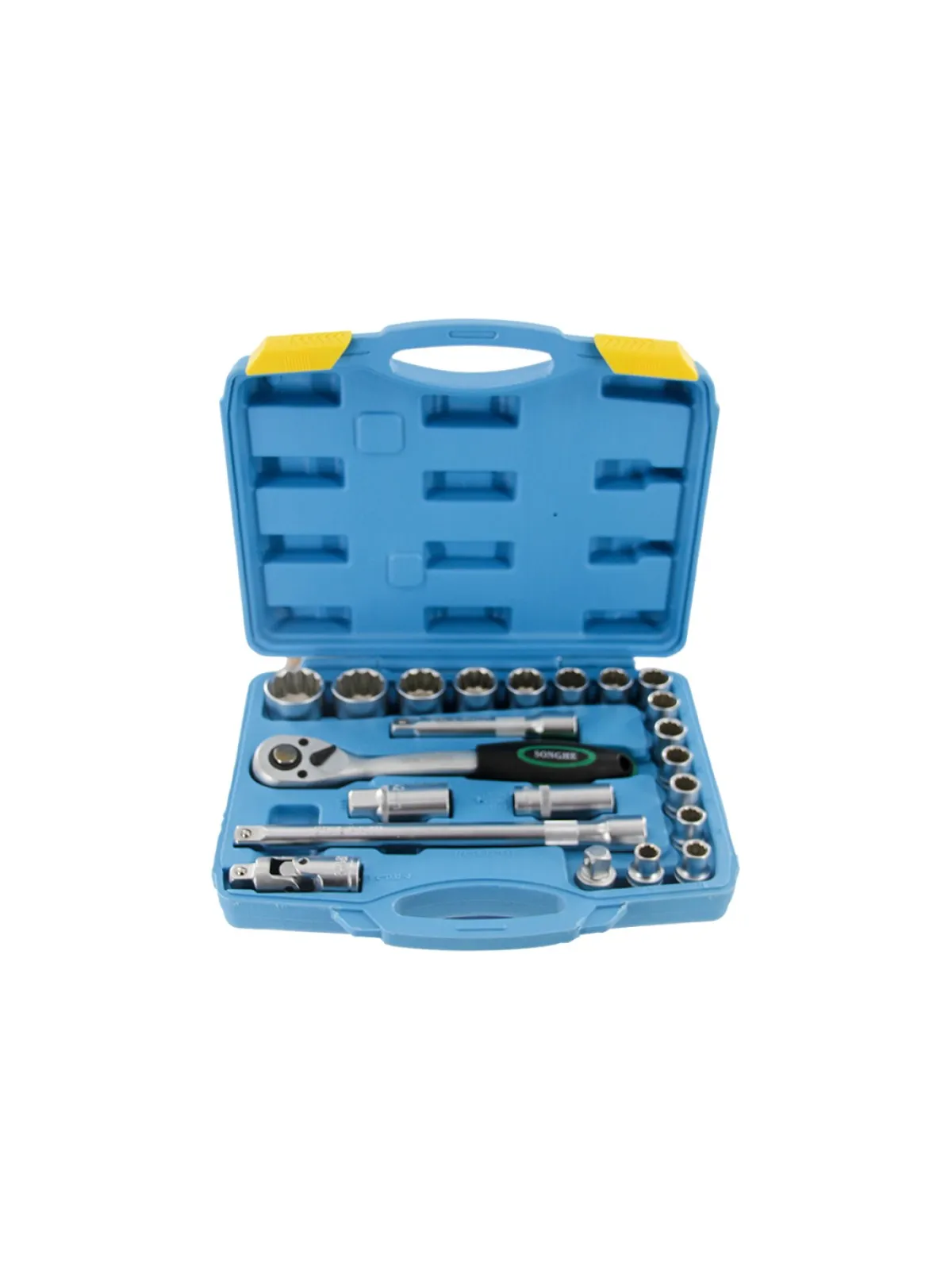 JUEGO DE SOQUETES ESTRIADO CON LLAVE CATRACA SH0432 - 22 PIEZAS
