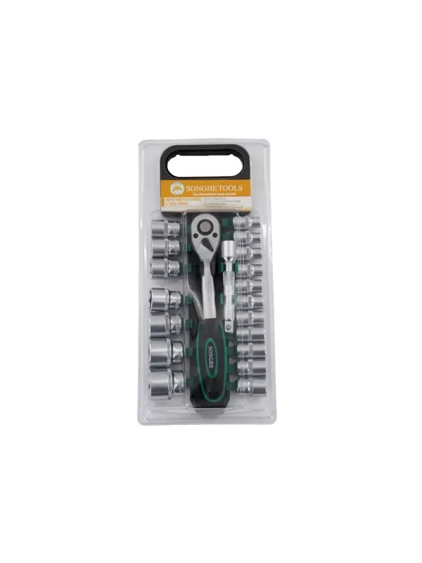 JUEGO DE SOQUETES SEXTAVADO CON LLAVE CATRACA SH0235