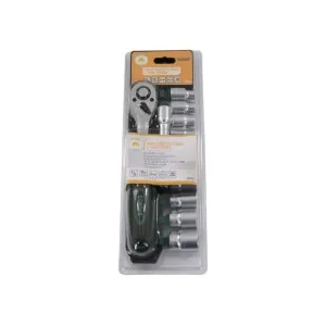 JUEGO DE SOQUETES ESTRIADO CON LLAVE CATRACA SH0204