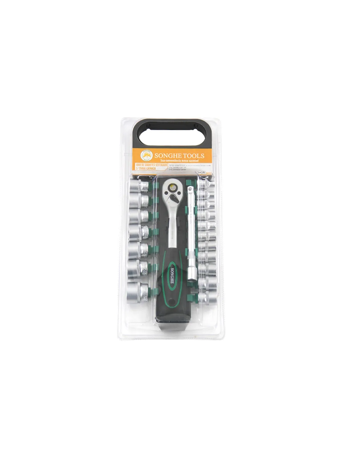 JUEGO DE SOQUETES SEXTAVADO CON LLAVE CATRACA SH0332 - 18 PIEZAS