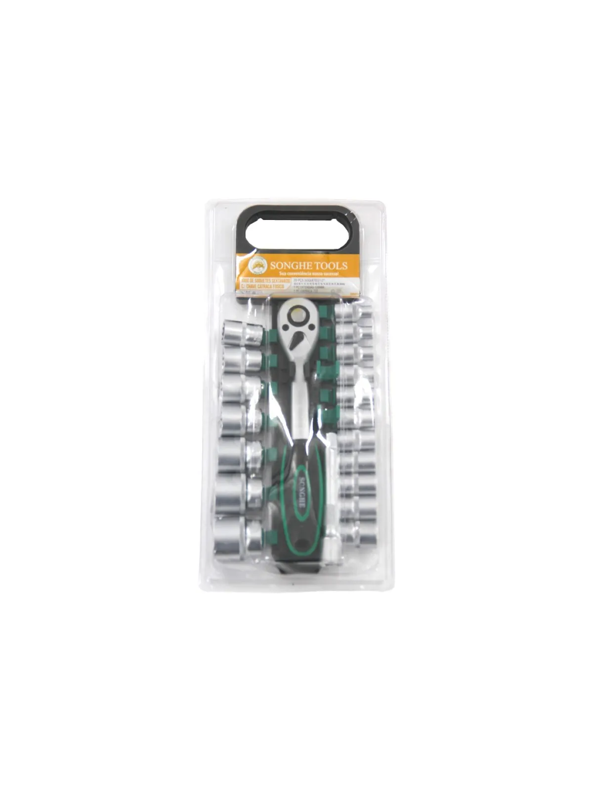 JUEGO DE SOQUETES SEXTAVADO CON LLAVE CATRACA FOSCO SH0431 - 20 PIEZAS